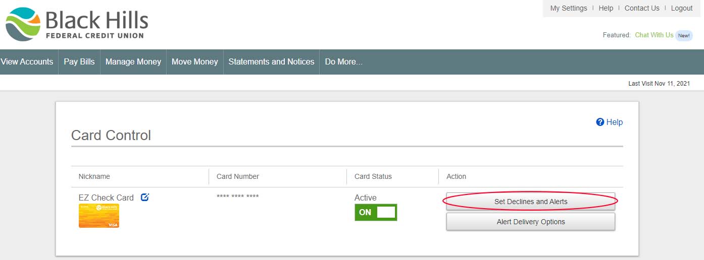 Card Controls Anytime Banking Black Hills FCU